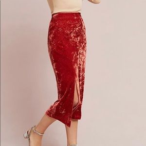 Maeve Anthropologie velvet midi pencil skirt 12